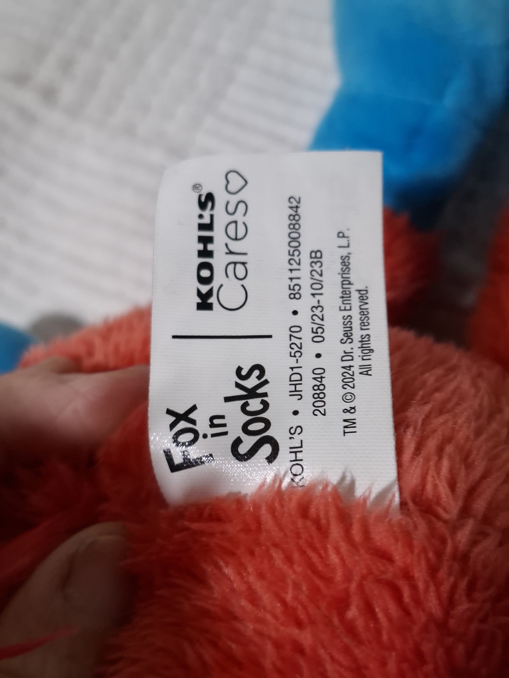 Kohl's Cares Red Plush Fox in Socks Stuffed Animal